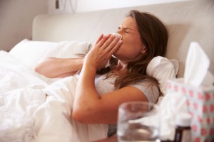 Mit Grippe im Bett